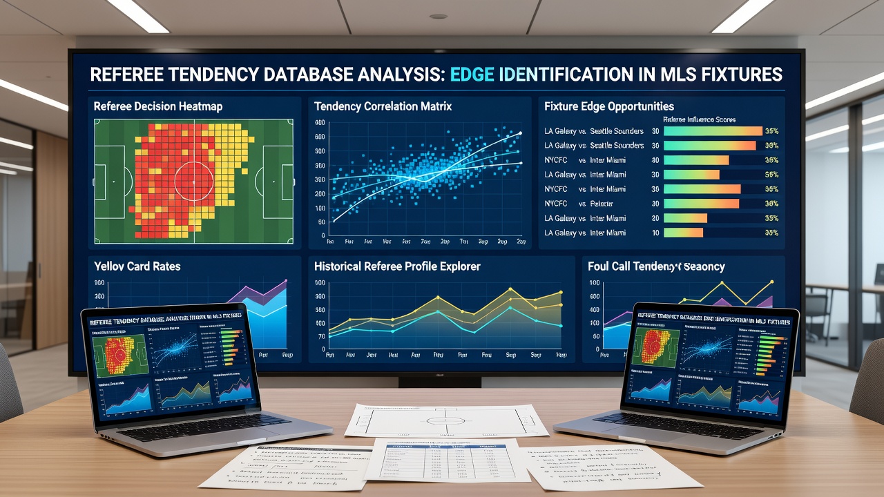 Data visualization dashboard showing referee card statistics for MLS fixtures