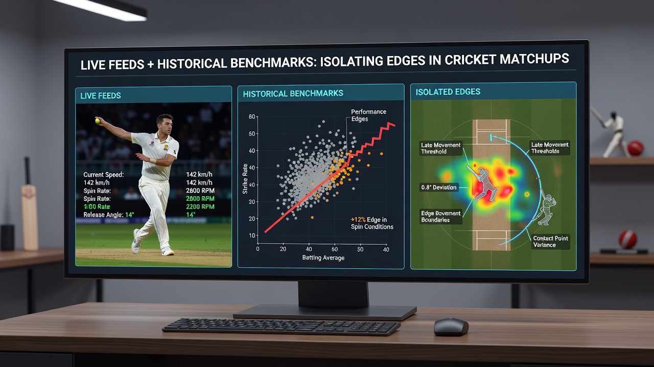 Detailed cricket pitch analysis screen displaying historical performance graphs alongside incoming live match data feeds