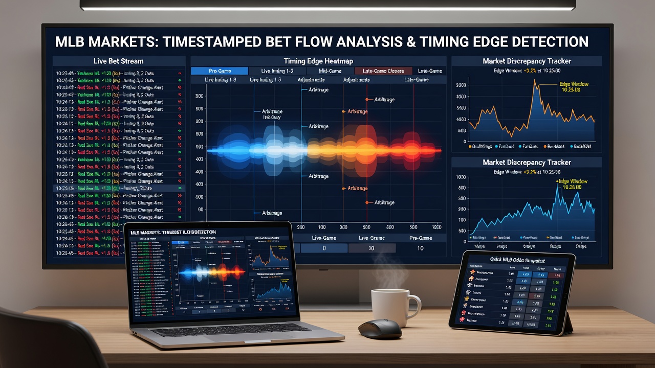 Graph illustrating timing edges and bet flow clusters during MLB games