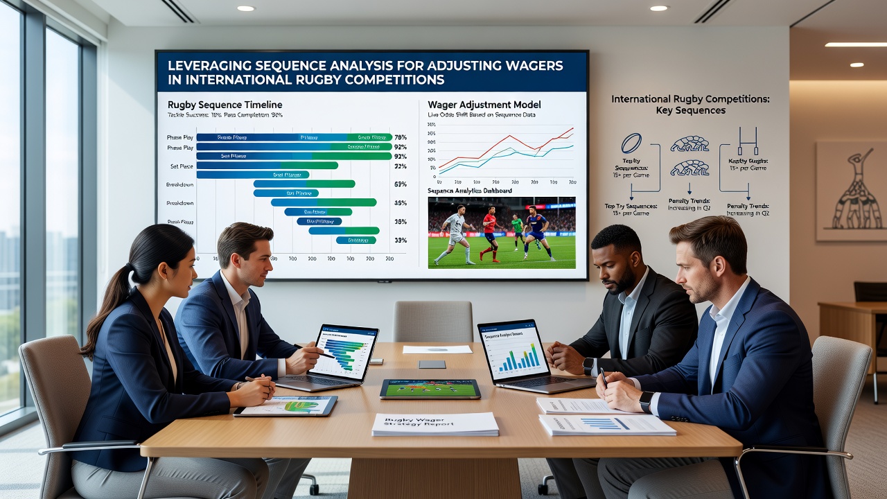 International rugby team executing a structured attacking sequence during a test match with overlaid analytics markers