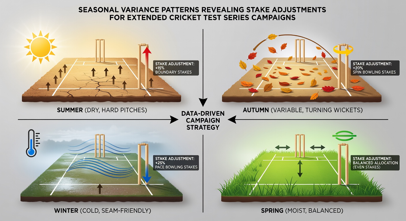 Data charts displaying seasonal variance metrics for cricket test series stake planning