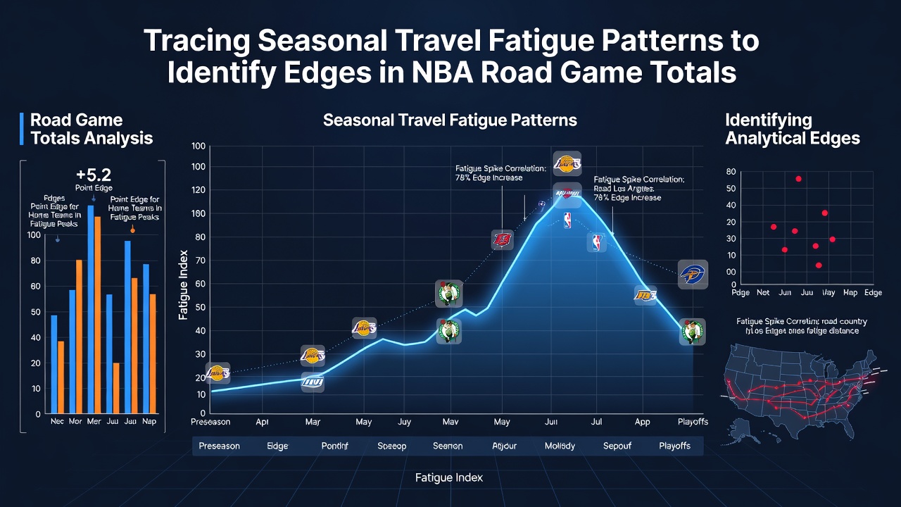Detailed NBA schedule grid highlighting multi-city road trips and associated mileage totals