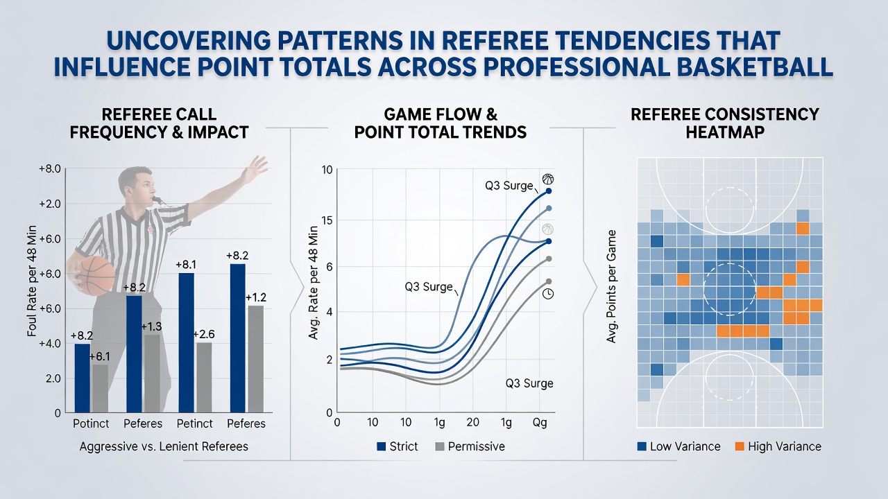 Chart showing average points per game influenced by referee foul rates across multiple professional basketball seasons